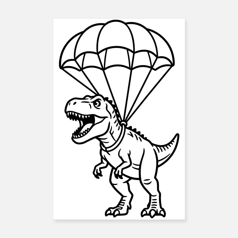 T Rex avec parachute Poster 20 x 30 cm