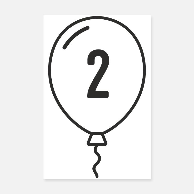 Ballon numéro 2 – Conception d’anniversaire et de fête Poster 20 x 30 cm