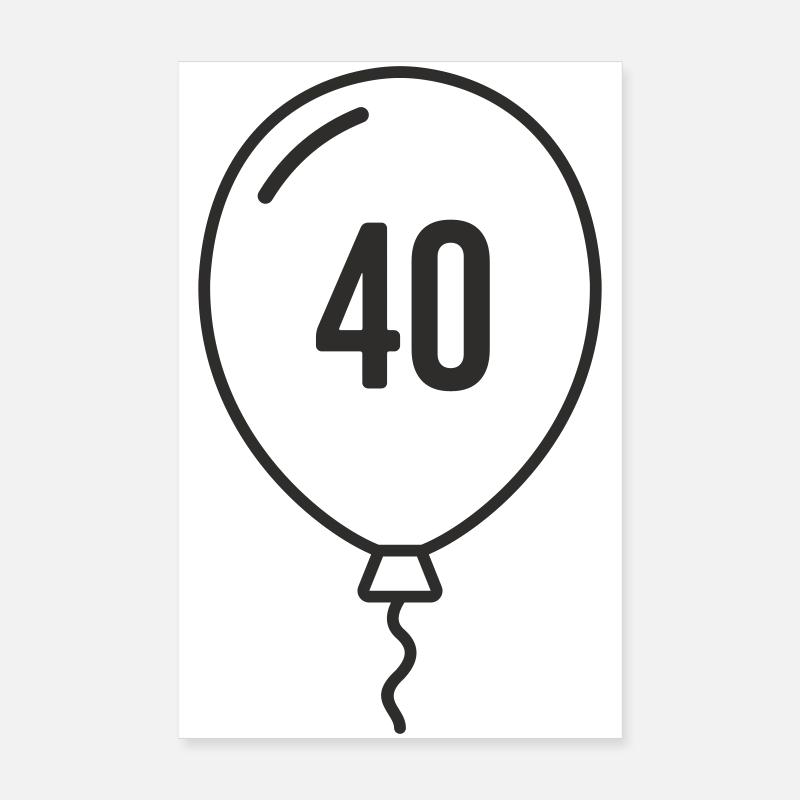 Balloon Number 40 – Round Birthday Design Poster 8" x 12" (20x30 cm)
