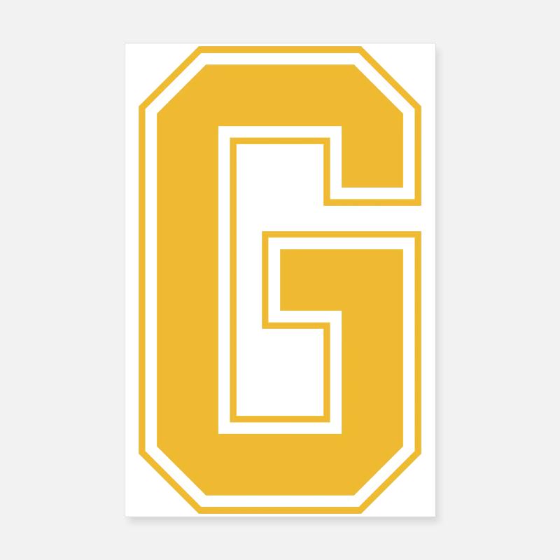 Monogramm Rot Gelbes College House Anfangsbuchstaben G - Poster 20x30 cm - Weiß