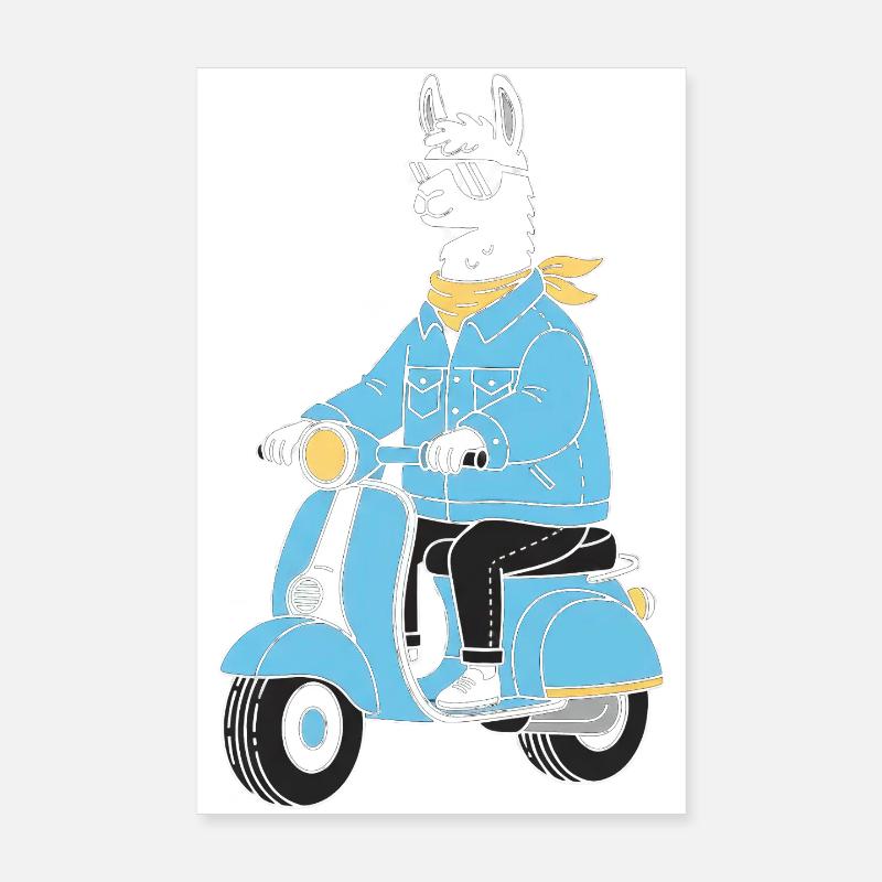 Trottinette en denim Lama Poster 20 x 30 cm
