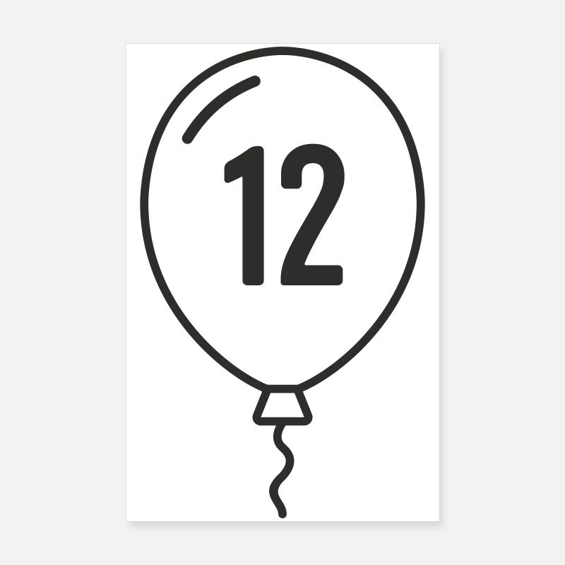 Balloon Number 12 – Birthday & Party Design Poster 8" x 12" (20x30 cm)