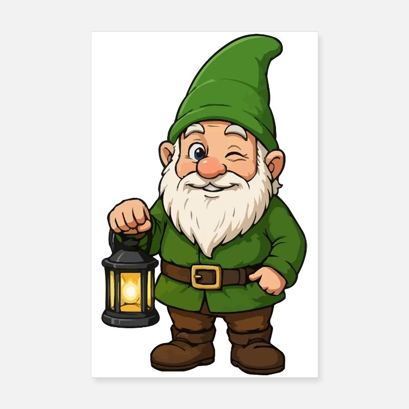 Gnome Green Lantern Light Poster 20 x 30 cm