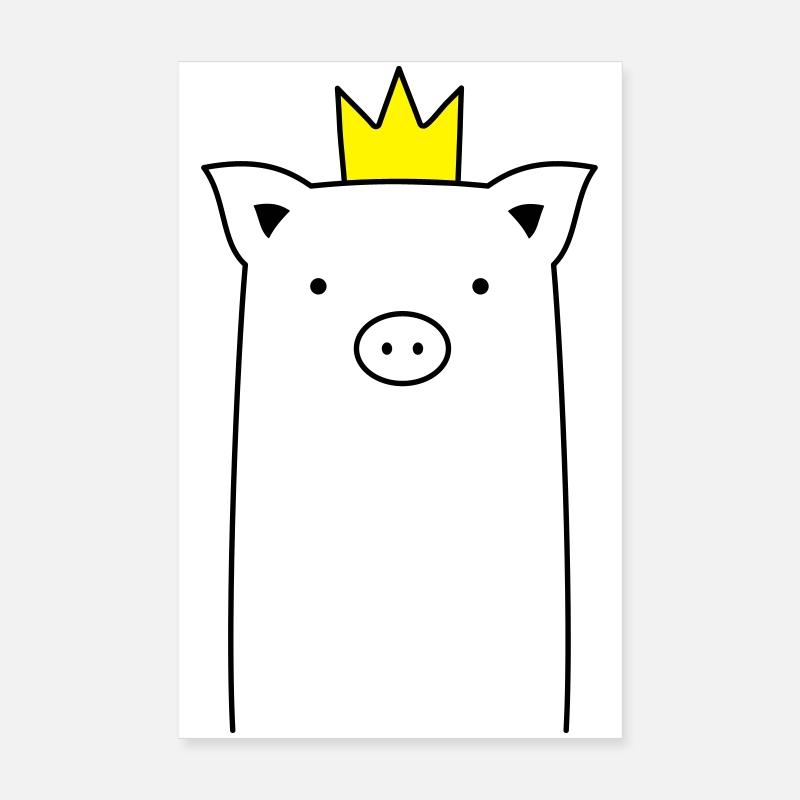Schwein mit Krone Schweinchen Ferkel Sau Geschenk Poster 20x30 cm