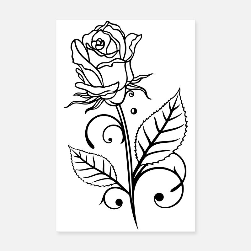 Rose with leaves Poster 8" x 12" (20x30 cm)