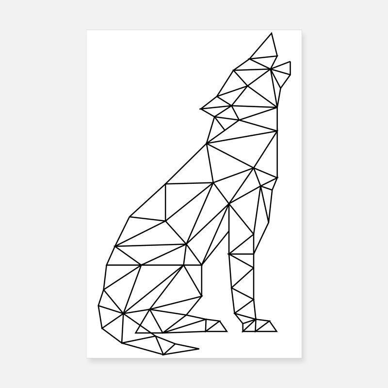 Wolfsruf Wolf Kontur Silhouette Poster 20x30 cm