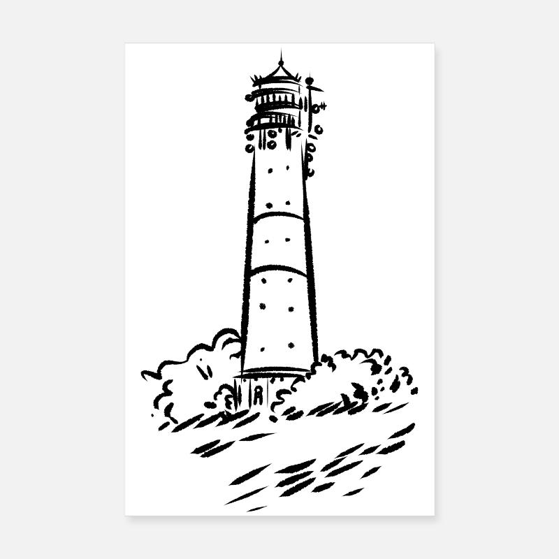 Leuchtturm Hörnum Sylt Art Design - Poster 20x30 cm - Weiß