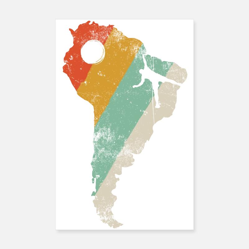 Argentina Retro Stripe Map Poster 8" x 12" (20x30 cm)