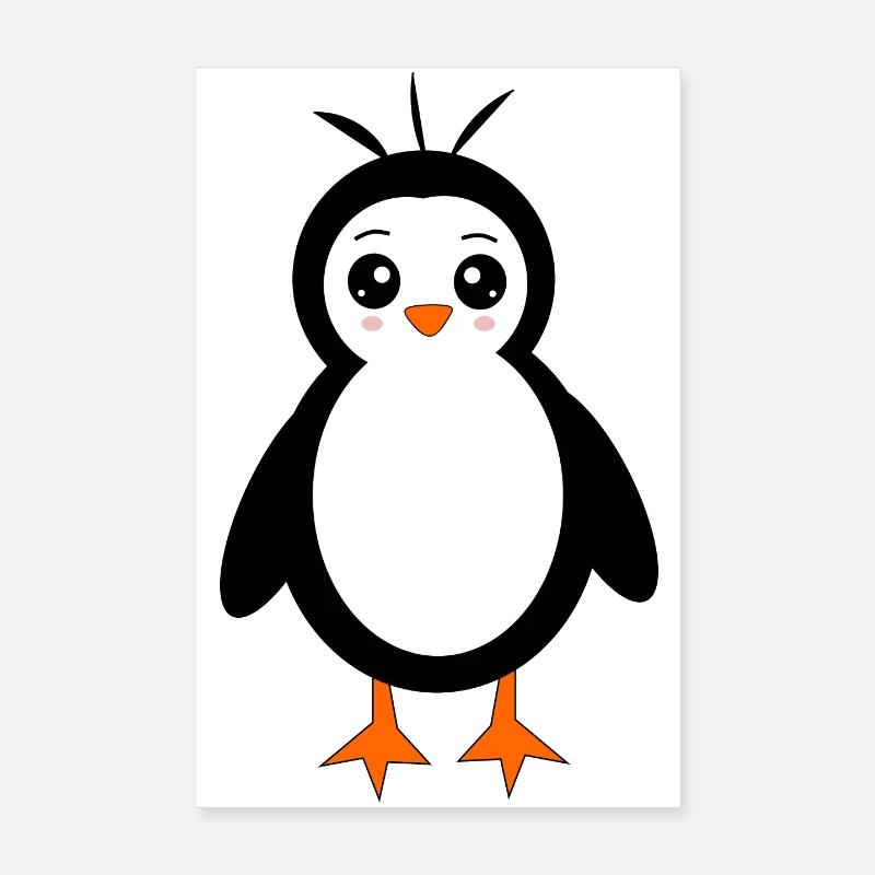Pingouin Oiseau Face Yeux Mignons Poster 20 x 30 cm