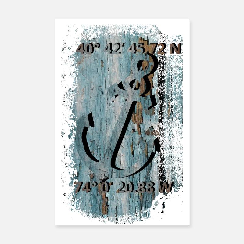 Ancre avec coordonnées Poster 20 x 30 cm