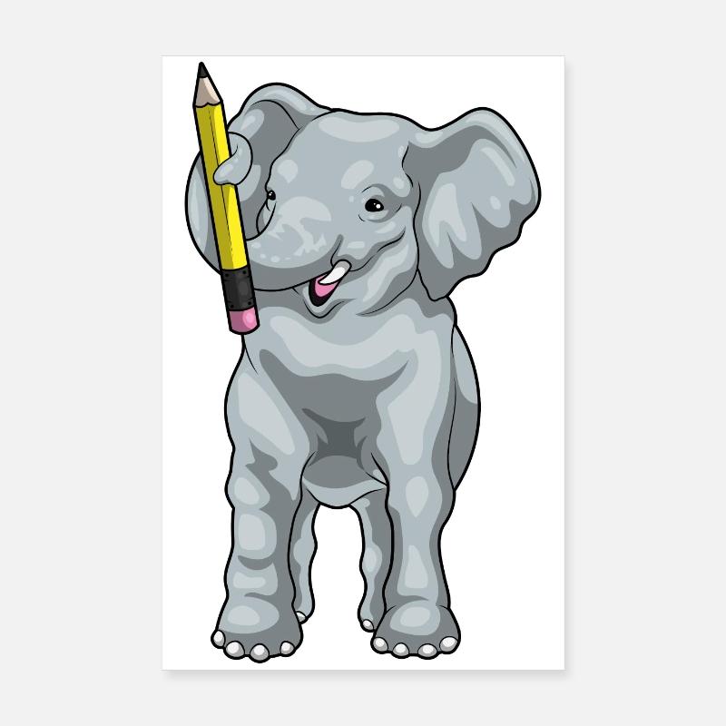 Elefant Schüler Bleistift Schule Poster 20x30 cm