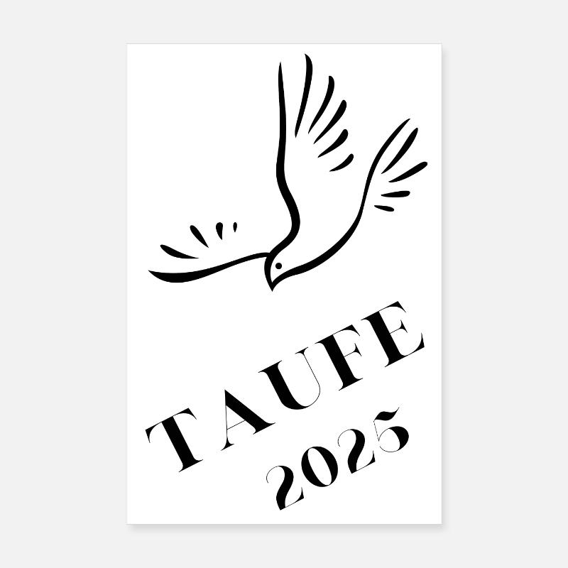 Taufe 2025 Taube hinabschwebend Taufgeschenk 2025 Poster 20x30 cm