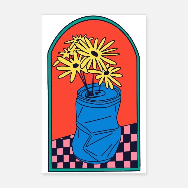 Fleurs en boîte broyée - Poster 20 x 30 cm - blanc