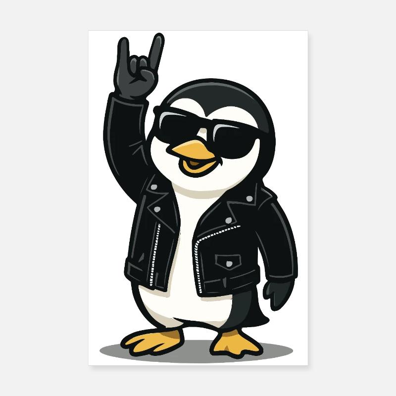 Rock'n'Roll Pinguin Poster 20x30 cm