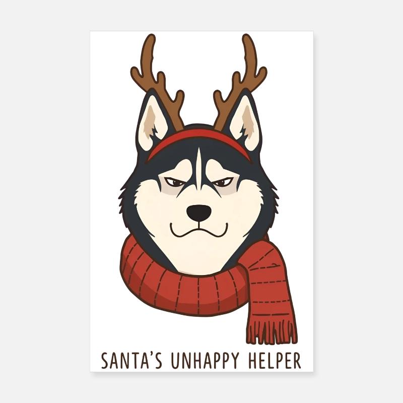 Grumpy Husky – Santa’s Unhappy Helper Poster 20x30 cm