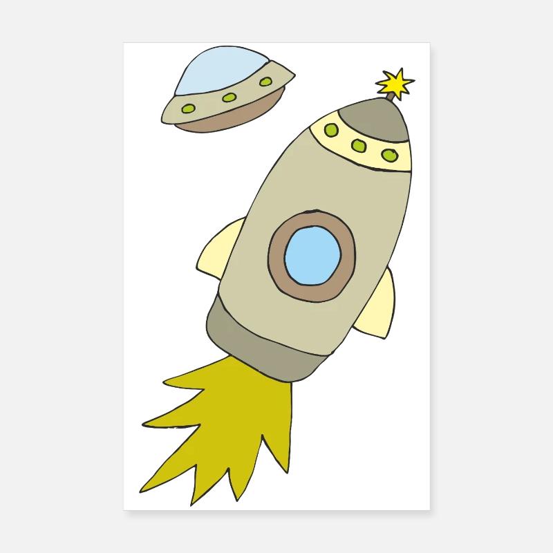 Space rocket with luminous propulsion Poster 8" x 12" (20x30 cm)