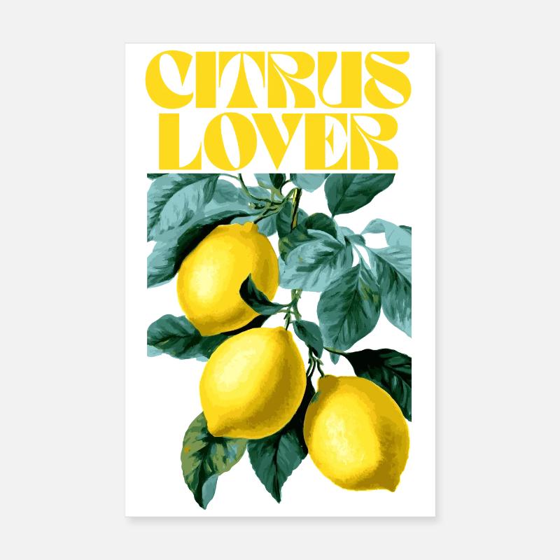 Amateur d’agrumes Design botanique - Poster 20 x 30 cm - blanc