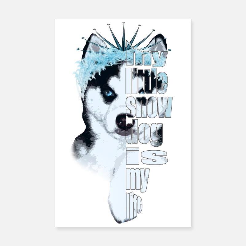 Eisbedeckter Husky mit Spruch Poster 20x30 cm