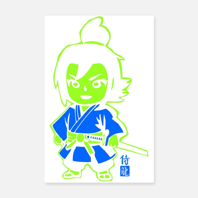 Neon Ninja Chibi in Kimono Poster 8" x 12" (20x30 cm)