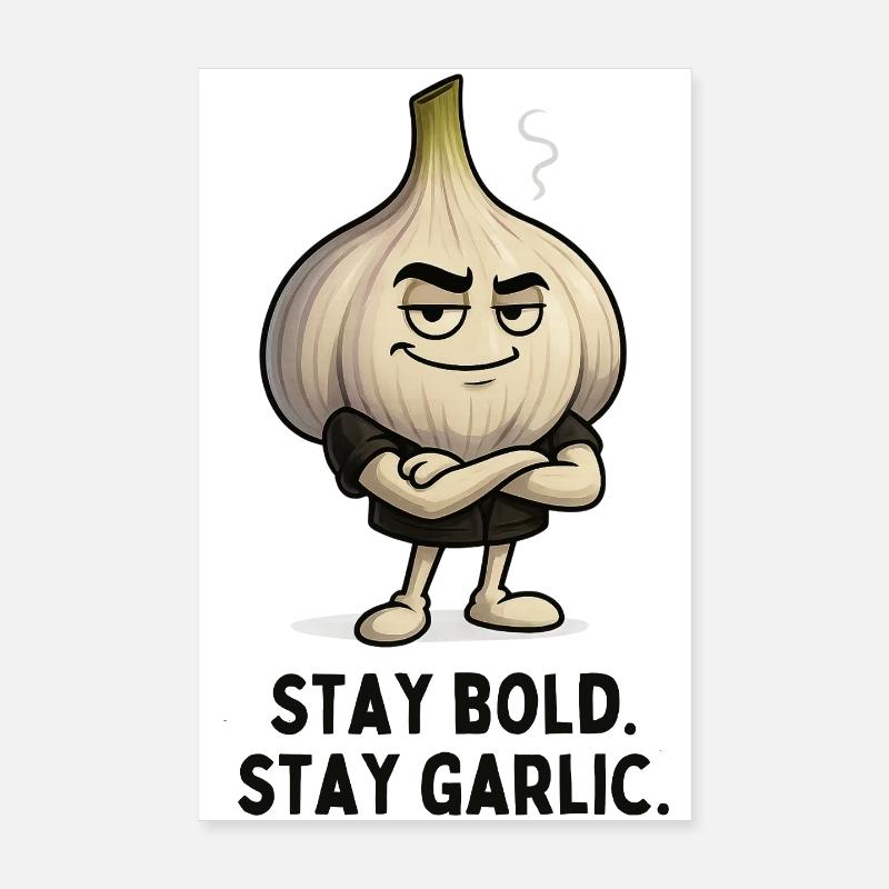 Knoblauch Bleib Stark Karikatur  Poster 20x30 cm