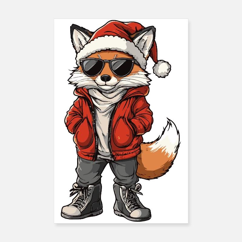Fox Christmas Winter Poster 8" x 12" (20x30 cm)