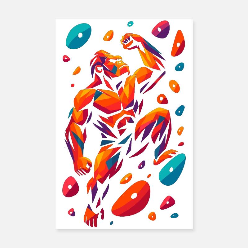 Bouldering Climbing Force Gorilla Strong Gift Poster 8" x 12" (20x30 cm)