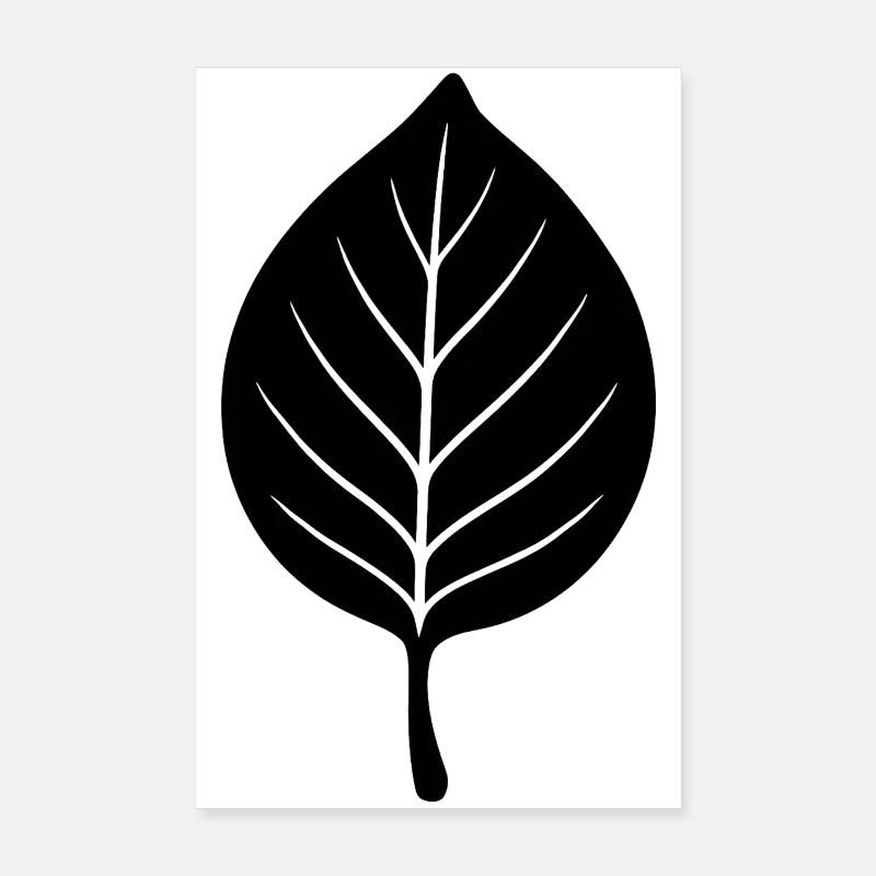Style de ligne de feuille noire Poster 20 x 30 cm