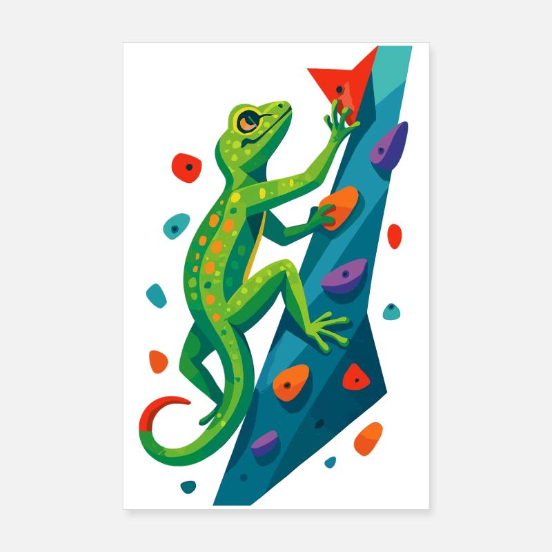 Cadeau de lézard grimpeur de gecko escaladeur de bloc Poster 20 x 30 cm