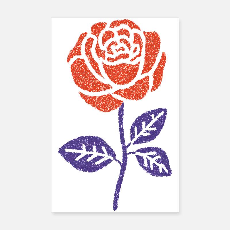 Rose orange avec tige violette Poster 20 x 30 cm