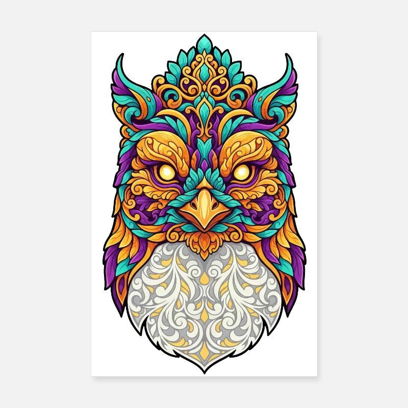 Karneval Eule Verkleidung Fasching Fabeltier Poster 20x30 cm