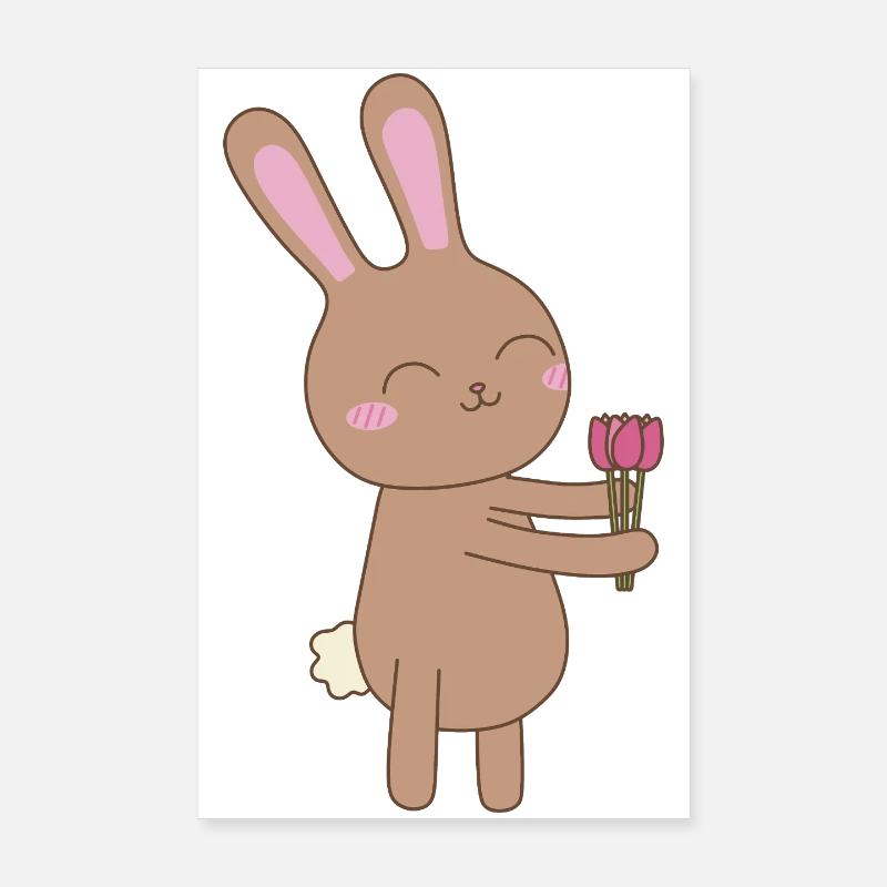 Bunny with Tulip Poster 8" x 12" (20x30 cm)