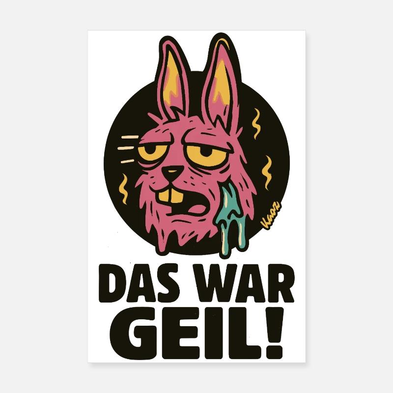 Pinker Hase Graffiti: Das War Geil - Poster 20x30 cm - Weiß