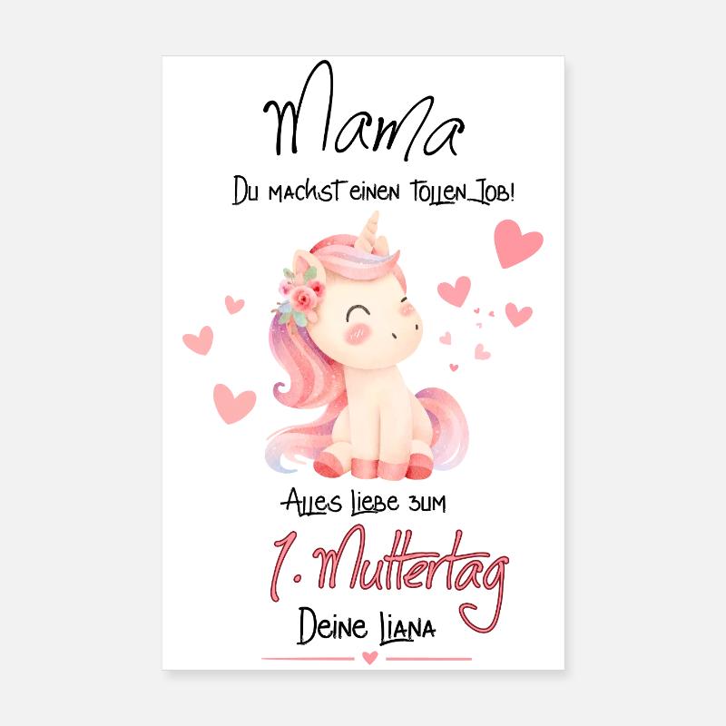 Pastell-Einhorn für Muttertag Poster 20x30 cm