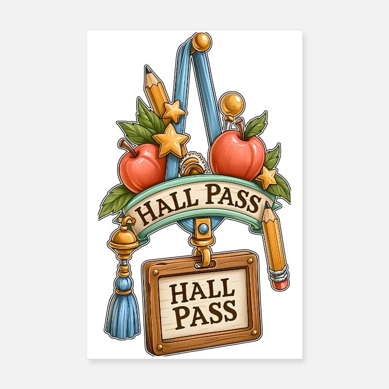 Passe-salle orné Professeur d’école Apples Pencils Poster 20 x 30 cm