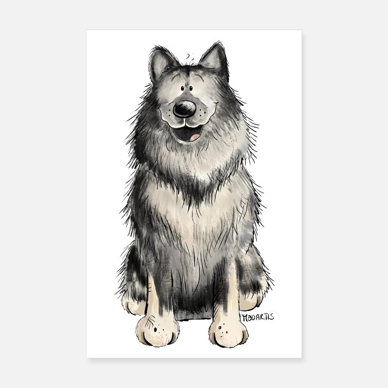 Happy Wolfsspitz I Comic Dog Gift Poster 8" x 12" (20x30 cm)
