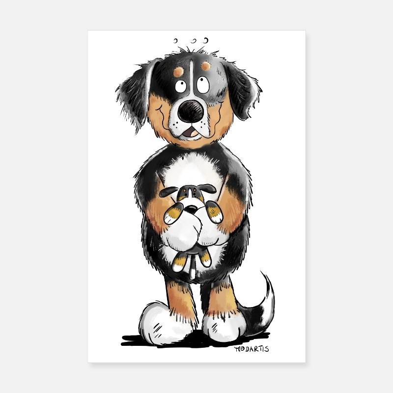 Bouvier Bernois avec jouet I Comic Dog Poster 20 x 30 cm