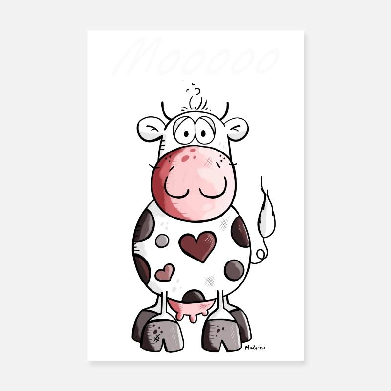 Mooo Cow - Cows - Cute - Farm - Fun Poster 8" x 12" (20x30 cm)