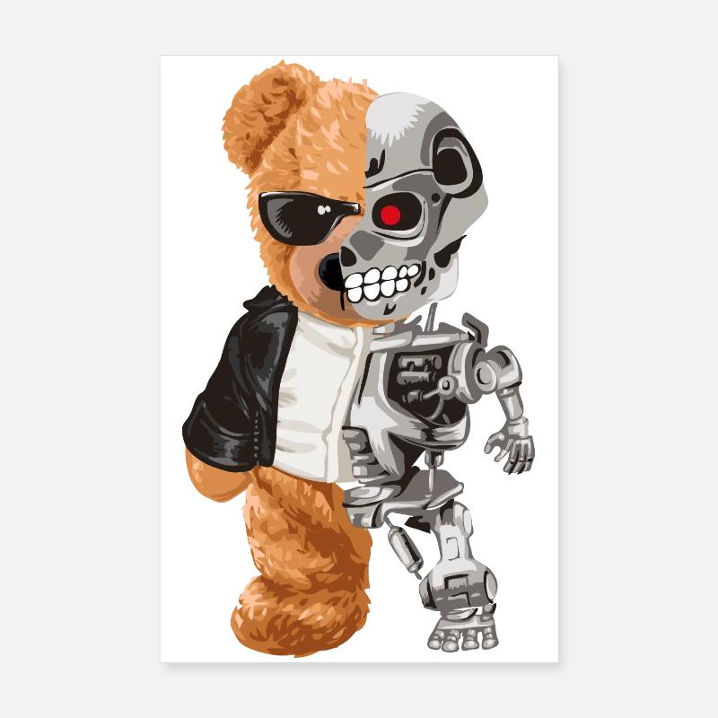 Bär Robo Hybrid Halb Bär Halb Roboter Cyborg Teddy Poster 20x30 cm