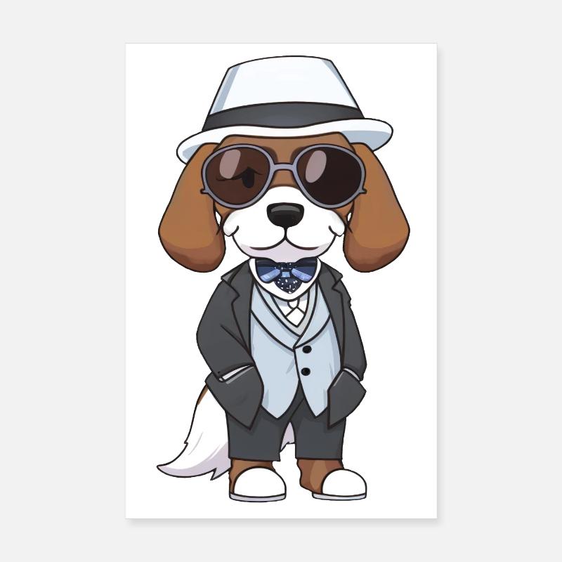 Beagle Hat Goggles Poster 8" x 12" (20x30 cm)