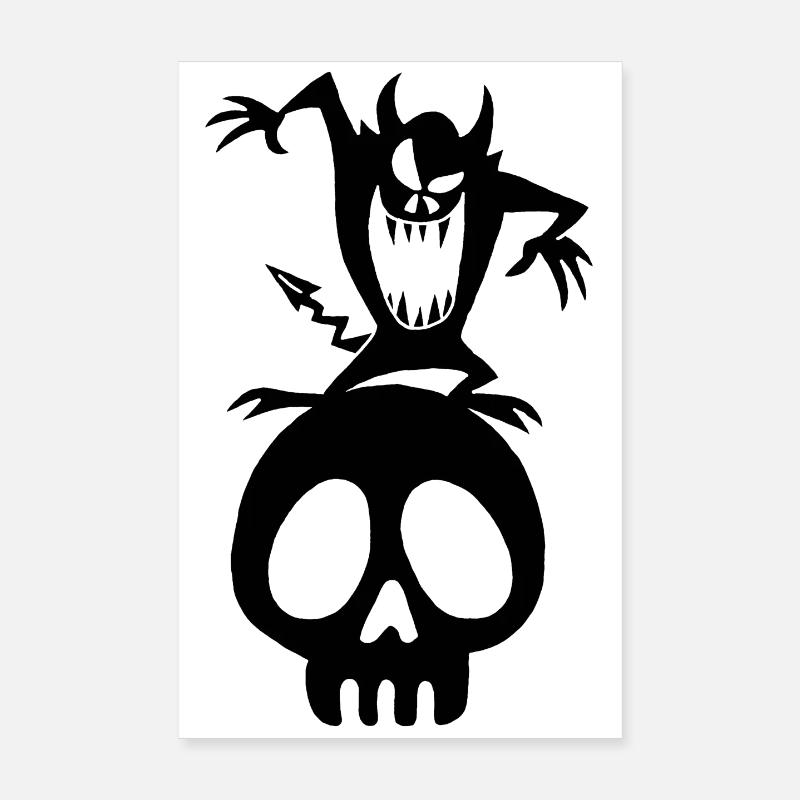 Schädel und schwarzer Dämon Poster 20x30 cm