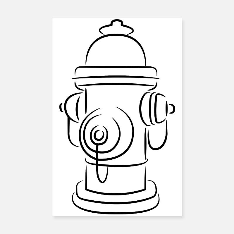 Skizze Feuerhydrant Poster 20x30 cm
