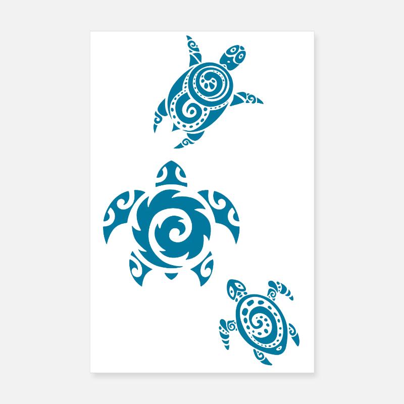 Three Sea Turtles Poster 8" x 12" (20x30 cm)