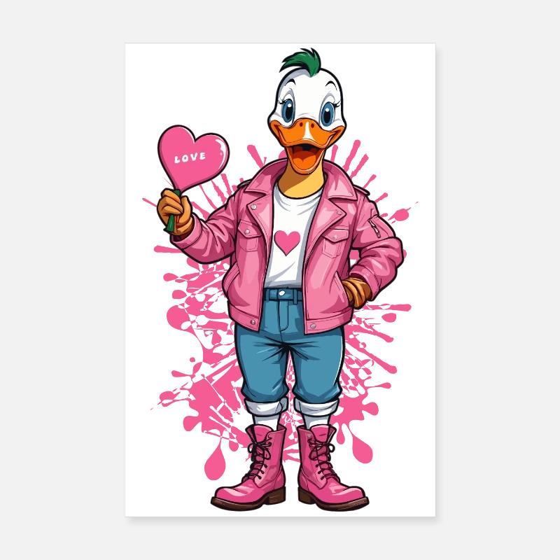 Punk Ente mit Herz Poster 20x30 cm