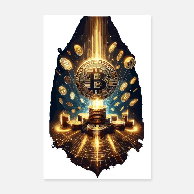 Bitcoin Explosion Digital Artwork Poster 20x30 cm