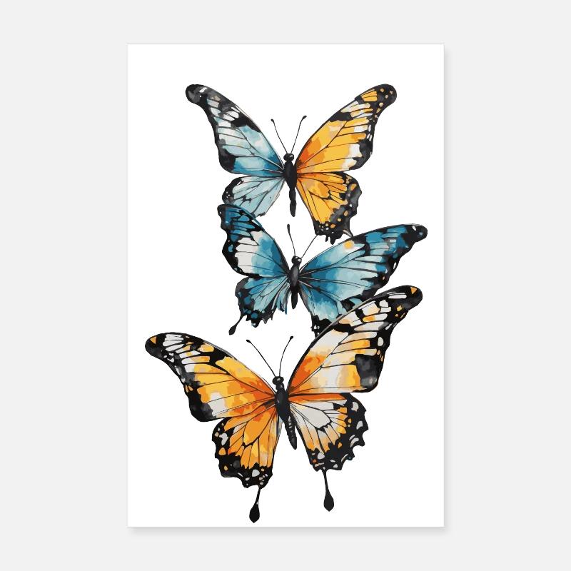 Papillon couleur Dreams : Orange, Bleu, Noir Poster 20 x 30 cm