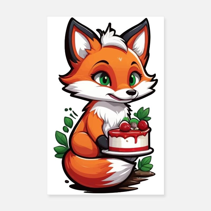 Foxy Cake Delight Poster 20x30 cm