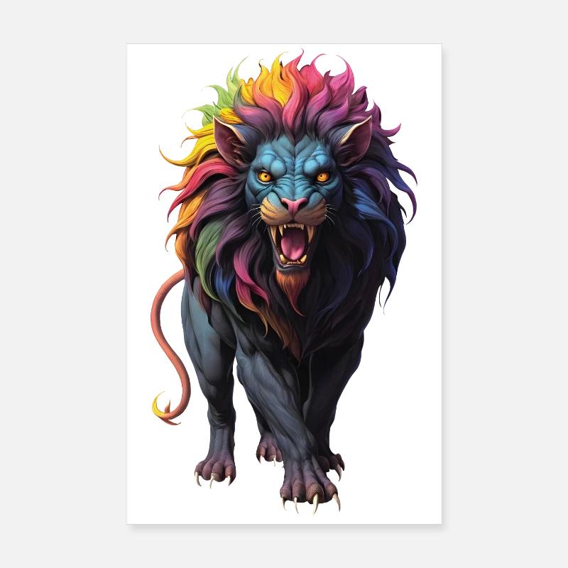 Lion Multicolore Poster 20 x 30 cm