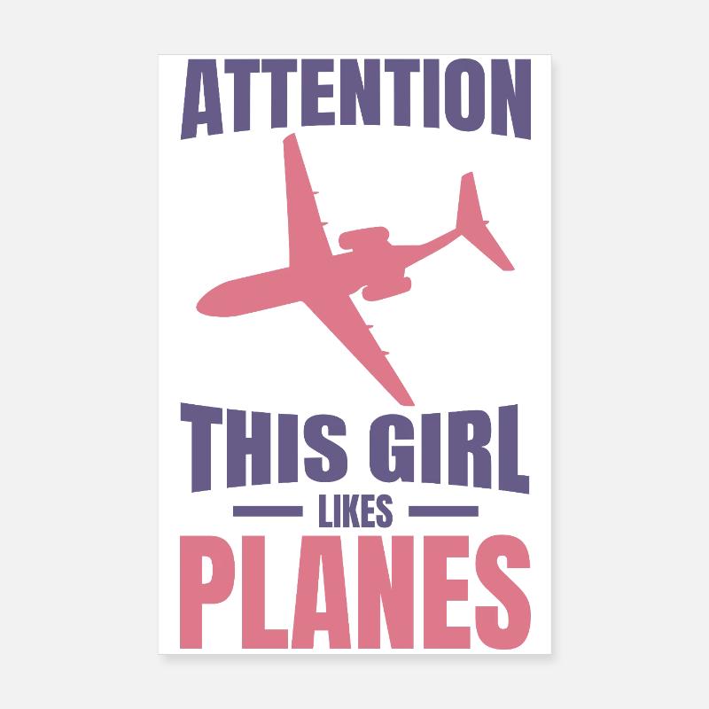 Flugzeug Mädchen Poster 20x30 cm