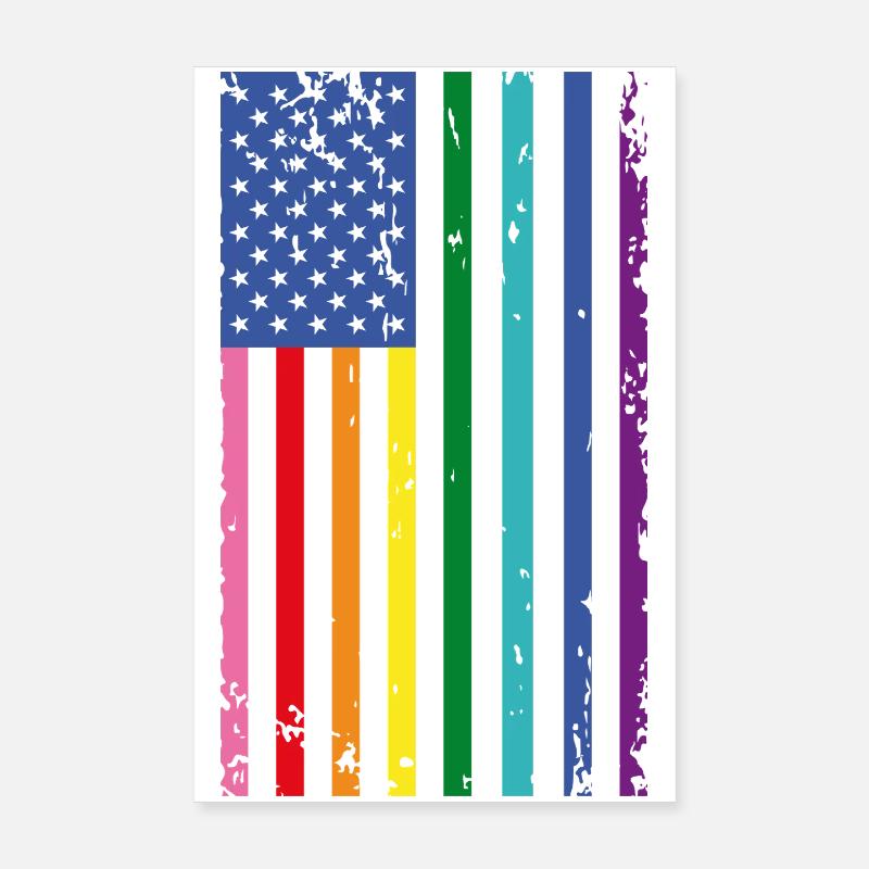 Rainbow USA Flag Poster 8" x 12" (20x30 cm)