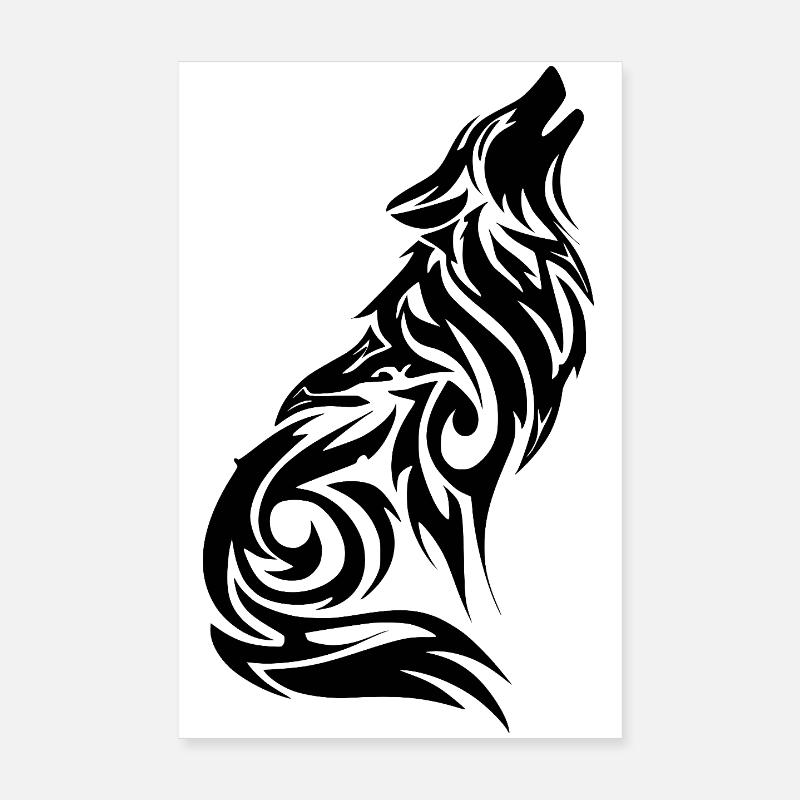 Wolf Tribal Tattoo Poster 8" x 12" (20x30 cm)